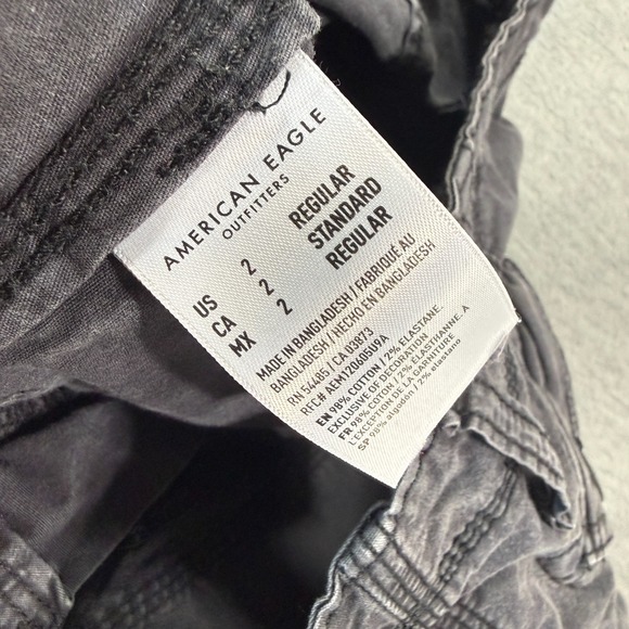 American Eagle Pants Women 2 Baggy Jogger Grey High Rise Cargo Multi Pocket Y2K - Picture 8 of 11